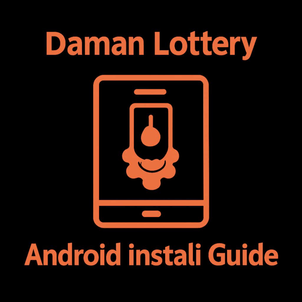 A badge design for Daman Lottery Android Install Guide.