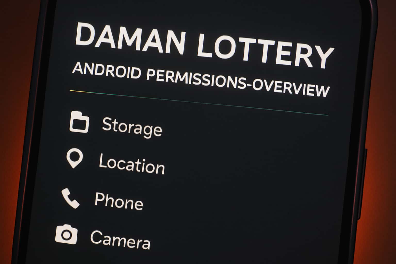 An informational scene depicting Daman Lottery Android Permissions Overview with focused content.