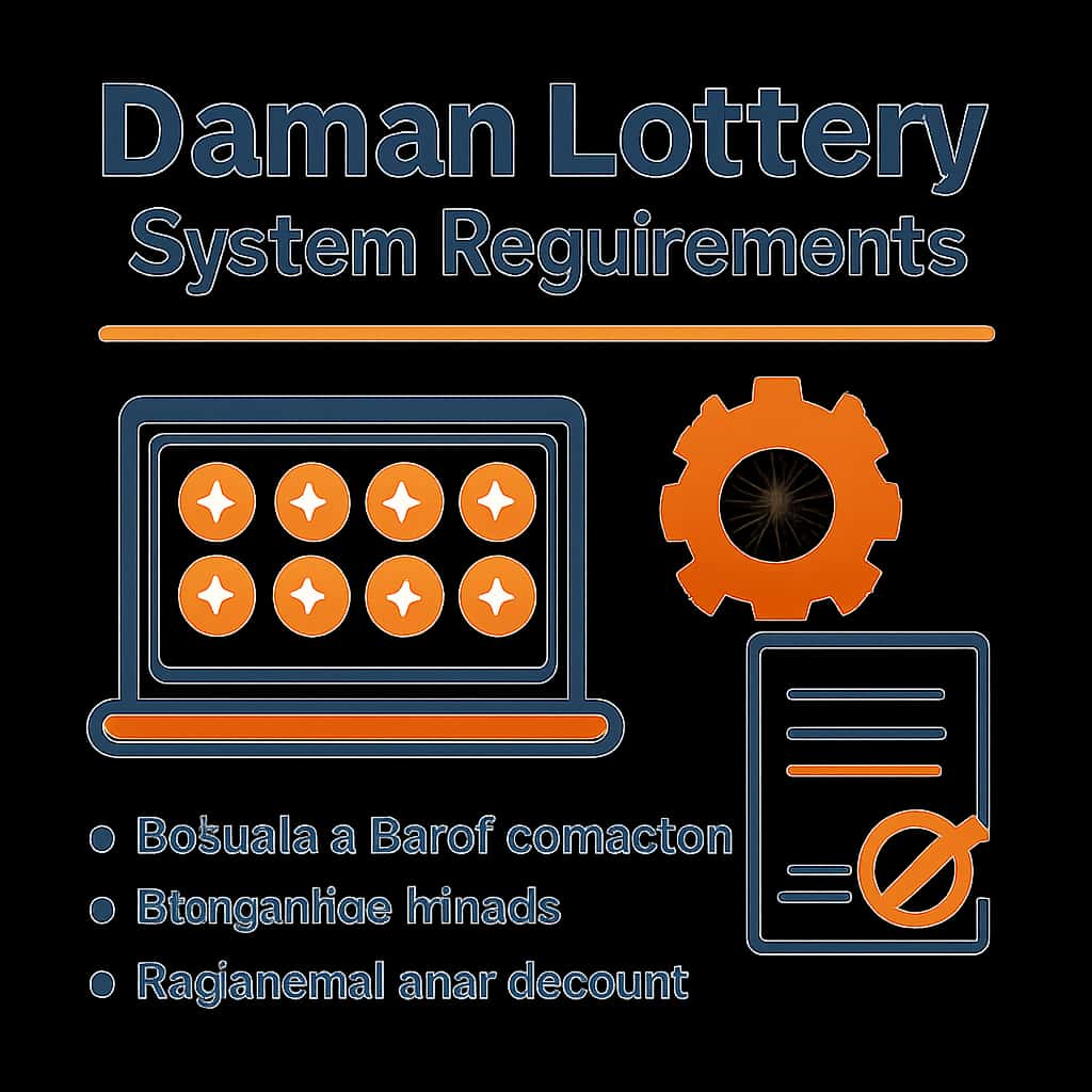 Diagram detailing Daman Lottery System Requirements, showing installation and compatibility details.