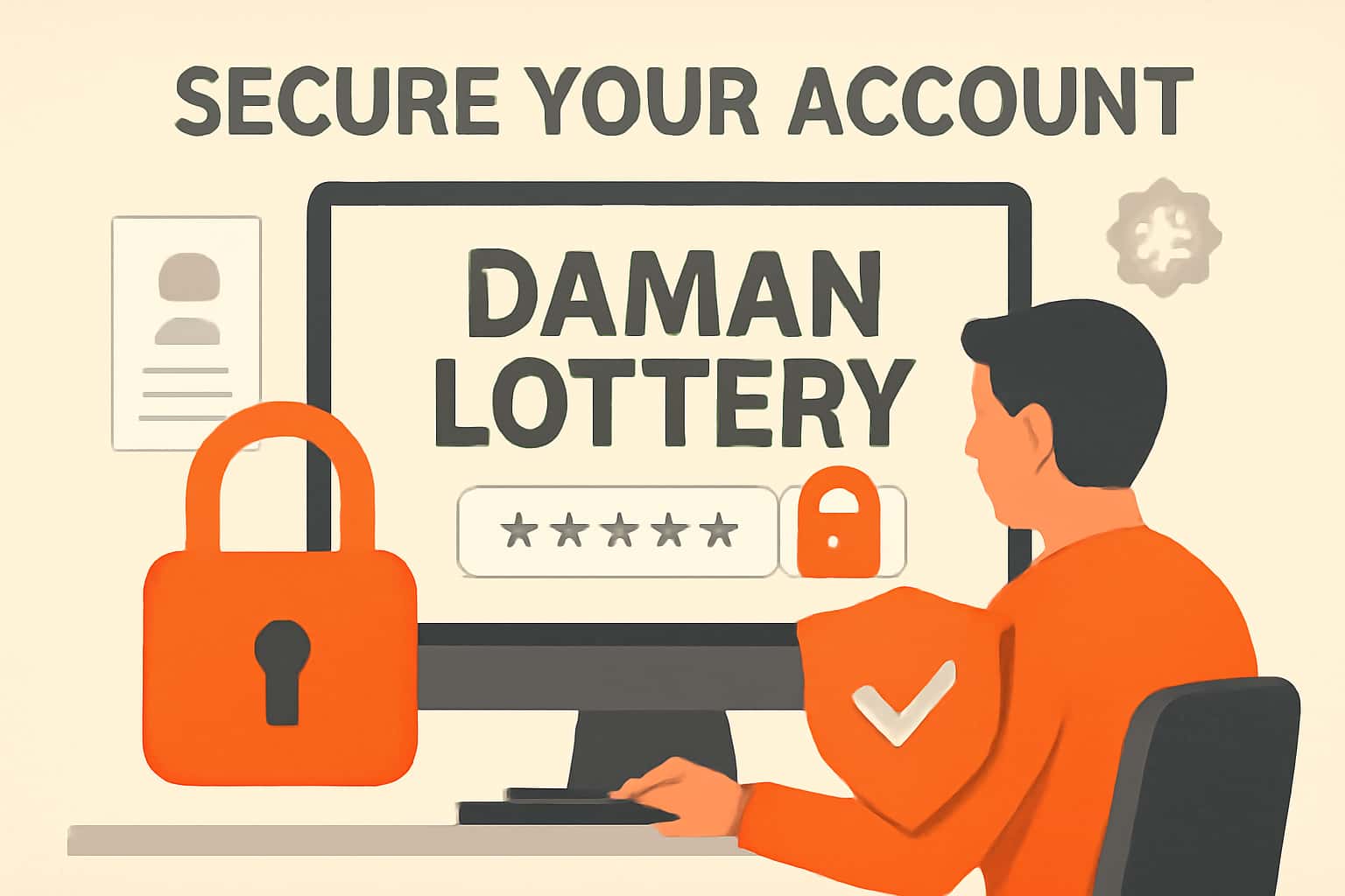 Informational image about securing Daman Lottery Account with key app features highlighted.